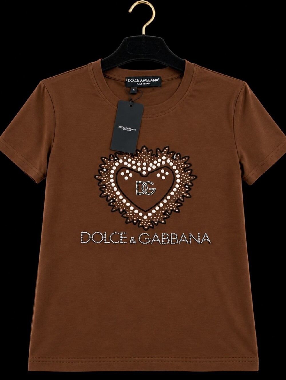 Dolce & Gabbana Brown Heart Logo Tee